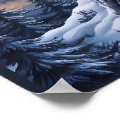 Maanverlichte Majesteit: Wolf Atop Mountain Poster (Hoek)