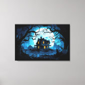 Maanverlichte Manor Spukhuis Canvas Afdruk (Voorkant)