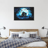 Maanverlichte Manor Spukhuis Canvas Afdruk (Insitu (Slaapkamer))