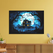 Maanverlichte Manor Spukhuis Canvas Afdruk (Insitu (Woonkamer))