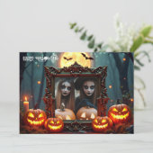 🎃Maanverlichte Maskerade Aangepaste Fotokaart Kaart (Staand voorkant)