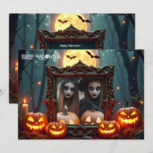 🎃Maanverlichte Maskerade Aangepaste Fotokaart Kaart (Voorkant / Achterkant)
