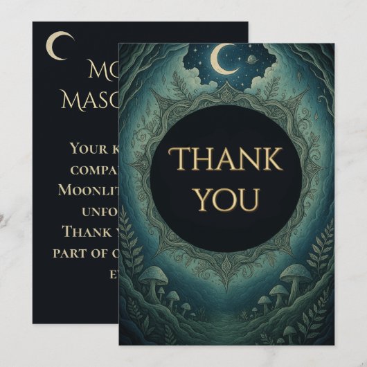 Maanverlichte Maskerade Elegante Bedankkaart Kaart (Voorkant / Achterkant)