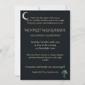 Maanverlichte Masquerade Elegante Halloween Uitnod Kaart (Achterkant)