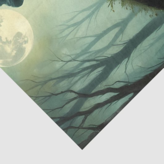 Maanverlichte moerasheks met waterlelies en betove tissuepapier (Detail)