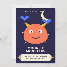 Maanverlichte Monsters Kids Halloween Verjaardagsu Kaart