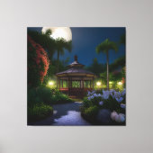 Maanverlichte nacht in het tuinhuisje canvas afdruk (Voorkant)