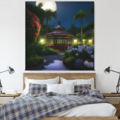 Maanverlichte nacht in het tuinhuisje canvas afdruk (Insitu (Slaapkamer))
