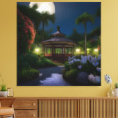 Maanverlichte nacht in het tuinhuisje canvas afdruk (Insitu (Woonkamer))
