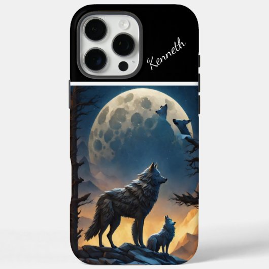 Maanverlichte nacht met huilende wolf Case-Mate iPhone case (Achterkant)