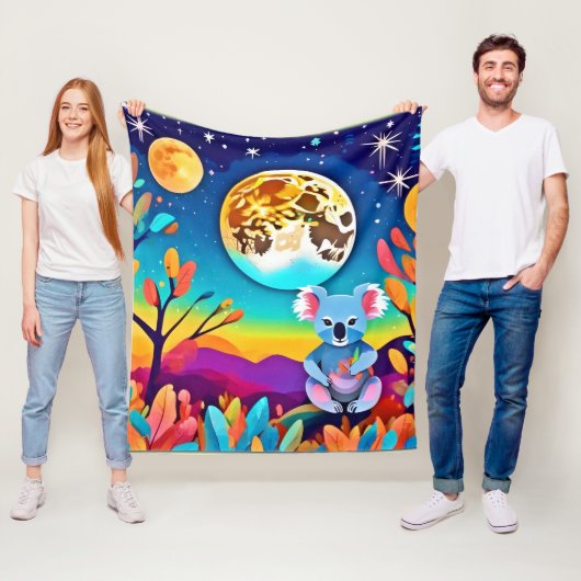 Maanverlichte Nacht van de Koala Fleece Deken (In situ)