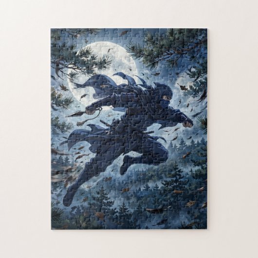 Maanverlichte ninja in het bos legpuzzel (Verticaal)
