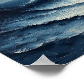 Maanverlichte oceaangolven – Abstracte zeegezicht Poster (Hoek)