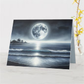 Maanverlichte oceaangolven hemelse nachtelijke hem kaart (Gele Bloem)