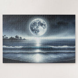 Maanverlichte oceaangolven hemelse nachtelijke hem legpuzzel