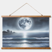 Maanverlichte oceaangolven onder sterrenhemel hangend wandkleed (Voorkant)