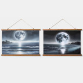 Maanverlichte oceaangolven onder sterrenhemel hangend wandkleed (Dubbel)