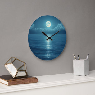 Maanverlichte Oceanvaskunst Vollemaan boven kalm Grote Klok