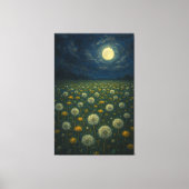 maanverlichte paardebloemwei canvas afdruk (Voorkant)