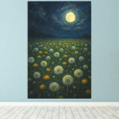 maanverlichte paardebloemwei canvas afdruk (Insitu (Houten vloer))