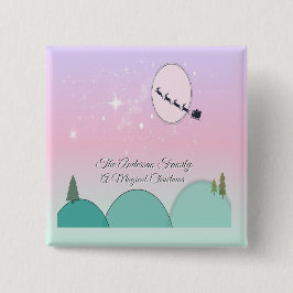 Maanverlichte pastel droomlandschap voor de feestd vierkante button 5,1 cm