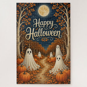 Maanverlichte Pompoen Pad Halloween Oogst Legpuzzel