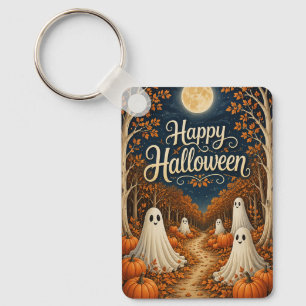 Maanverlichte Pompoen Pad Halloween Oogst Sleutelhanger