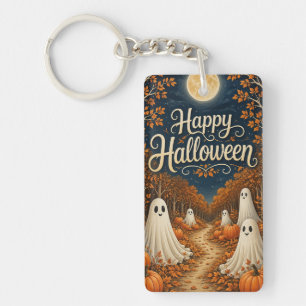 Maanverlichte Pompoen Pad Halloween Oogst Sleutelhanger