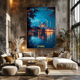 Maanverlichte Pracht van Istanbul - Betoverende Si Poster
