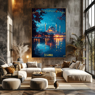 Maanverlichte Pracht van Istanbul - Betoverende Si Poster