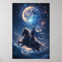 Maanverlichte Ridder Fantasy Poster