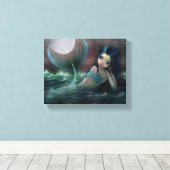 Maanverlichte rivier gallery wrapped canvasprint canvas afdruk (Insitu (Houten vloer))