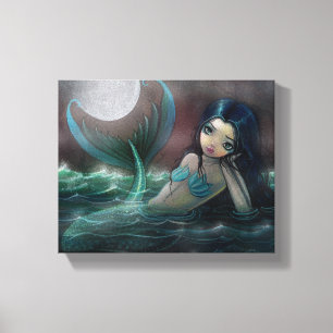 Maanverlichte rivier gallery wrapped canvasprint canvas afdruk