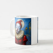 Maanverlichte rode clown koffiemok (Voorkant links)