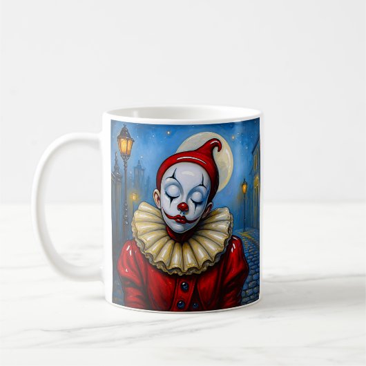 Maanverlichte rode clown koffiemok (Links)