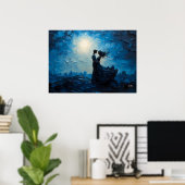 Maanverlichte Romantiek Koppel Omhelzing Schittere Poster (Thuiskantoor)
