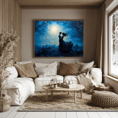 Maanverlichte Romantiek Koppel Omhelzing Schittere Poster