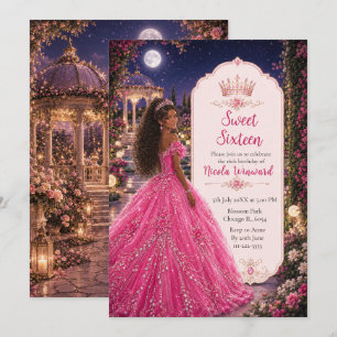 Maanverlichte Roze Sweet 16 Prinsessen Tuin Kaart