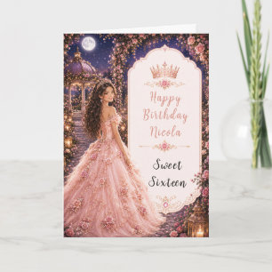 Maanverlichte Roze Tuin Sweet Sixteen Kaart