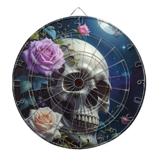 Maanverlichte Rozen Schedel Dartbord