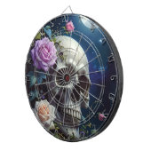 Maanverlichte Rozen Schedel Dartbord (Voorkant Rechts)