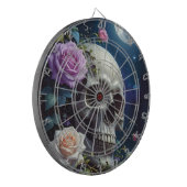 Maanverlichte Rozen Schedel Dartbord (Voorkant Links)