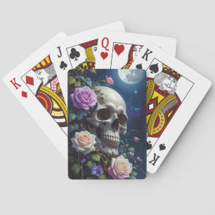 Maanverlichte Rozen Schedel Pokerkaarten