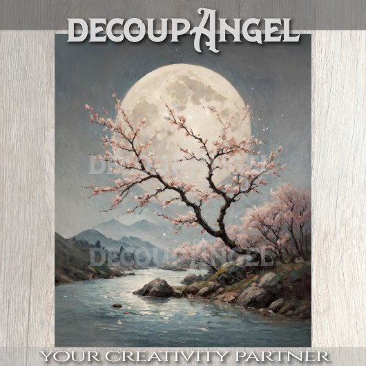 Maanverlichte Sakura Serenity Decoupage Tissuepapier