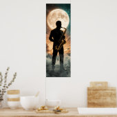 Maanverlichte Saxofoon Droom in Chaos Poster (Keuken)