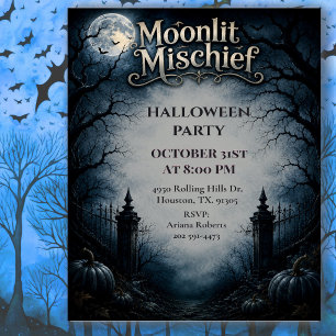 Maanverlichte Schelmenstreken Gothic Halloween-fee Kaart