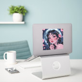 Maanverlichte Schoonheid Sticker (Laptop op bureau)