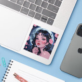 Maanverlichte Schoonheid Sticker (Laptop met iPhone)