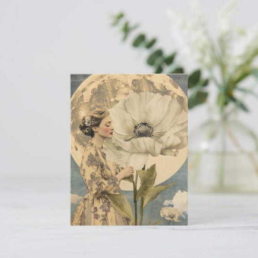 Maanverlichte schoonheid - Vrouw met witte bloem e (Staand voorkant)