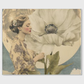 Maanverlichte schoonheid - Vrouw met witte bloem e Cadeaupapier (Vlak)